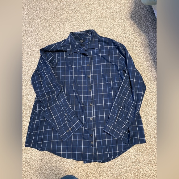 George Men's Navy Checkered Button Down Shirt with pocket - 3XL - Picture 2 of 4